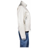 Бяло дамско кожено яке TCM