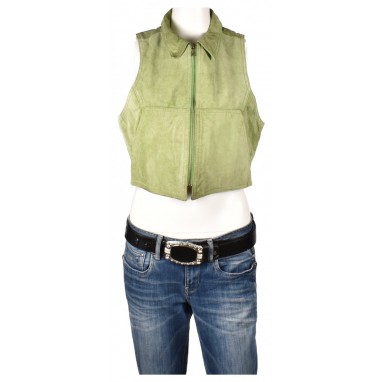 Зелен кожен елек Leather Fashion Wear