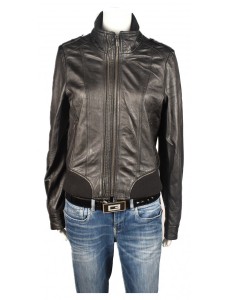Дамско черно кожено яке Zara Basic